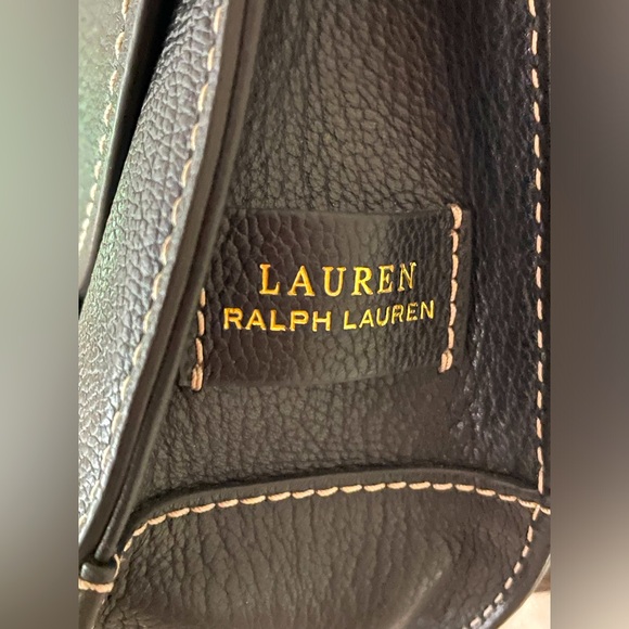 Equestrian Shoulder Bag/ Crossbody Black Pebbled Leather by Lauren Ralph Lauren - Picture 2 of 10